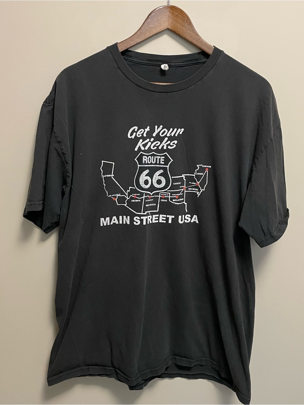 Vintage Route 66 Black Tee Men Women XL